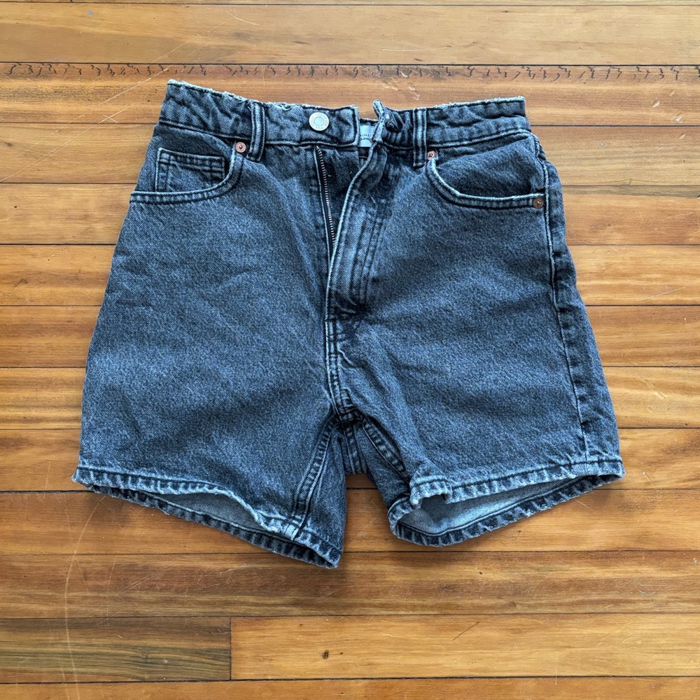 Zara black high rise jean shorts